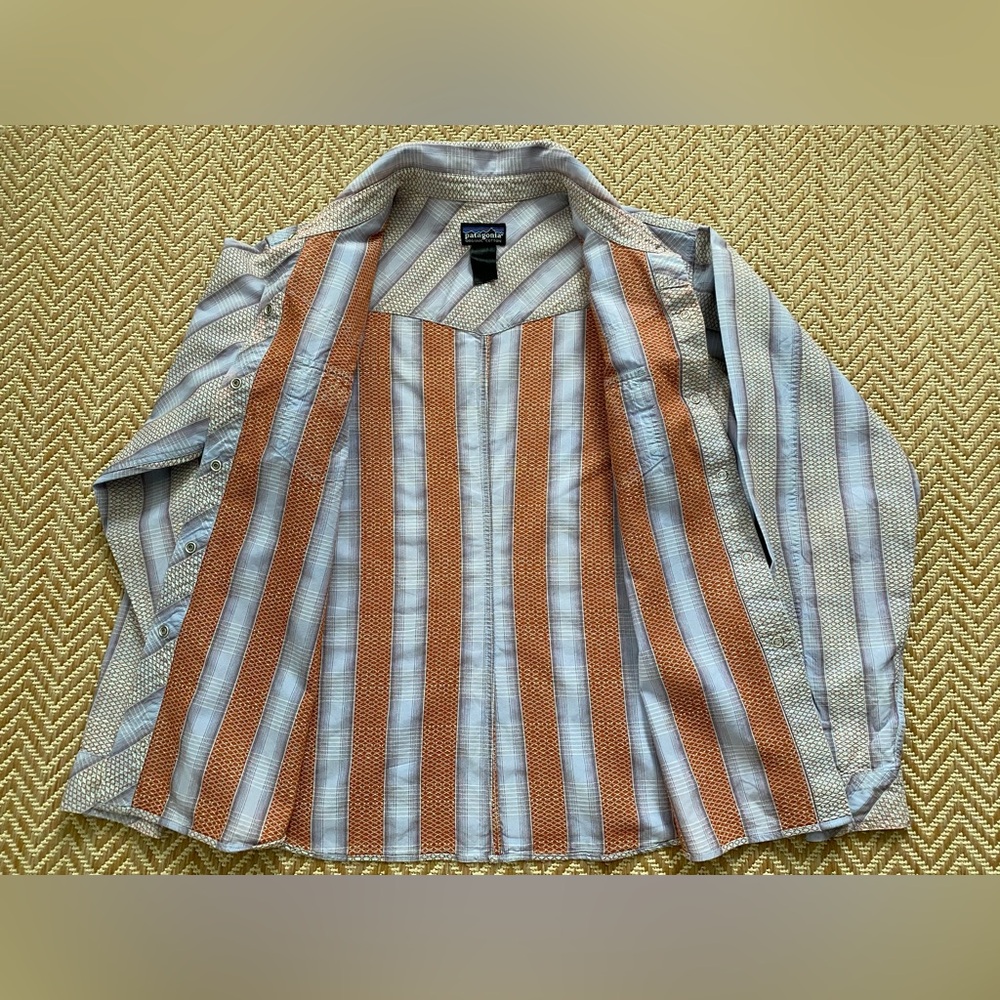 Patagonia Drifter Western Pearl Snap Button Lavender Plaid Shirt Women's Large - Picture 9 of 16